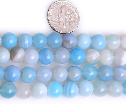 Miniatura 2 de JOE FOREMAN Cuentas redondas de piedra natural de ónix azul claro de 0.315 pulgadas (0.315 in), cuentas sueltas de piedras semipreciosas para hacer