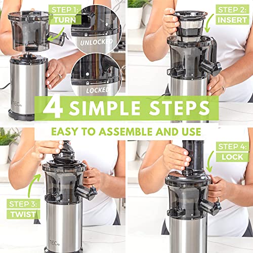 TEC Slow Masticating Juicer Machines Vegetable and Fruit Small Cold Press Juicer - Thumbnail 2