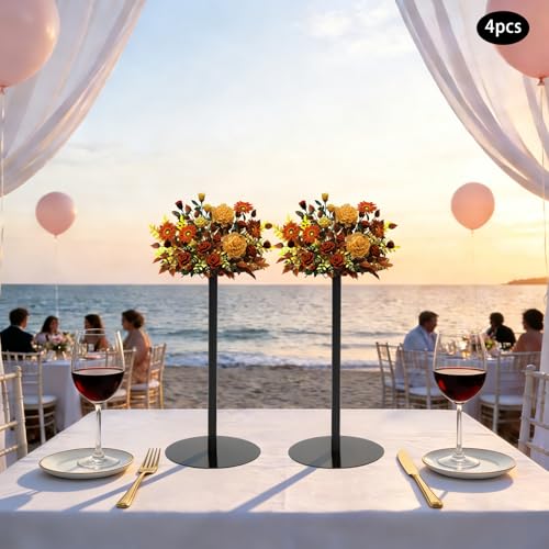 Support de fleurs en métal décoration mariage centre de table réception noir - 7