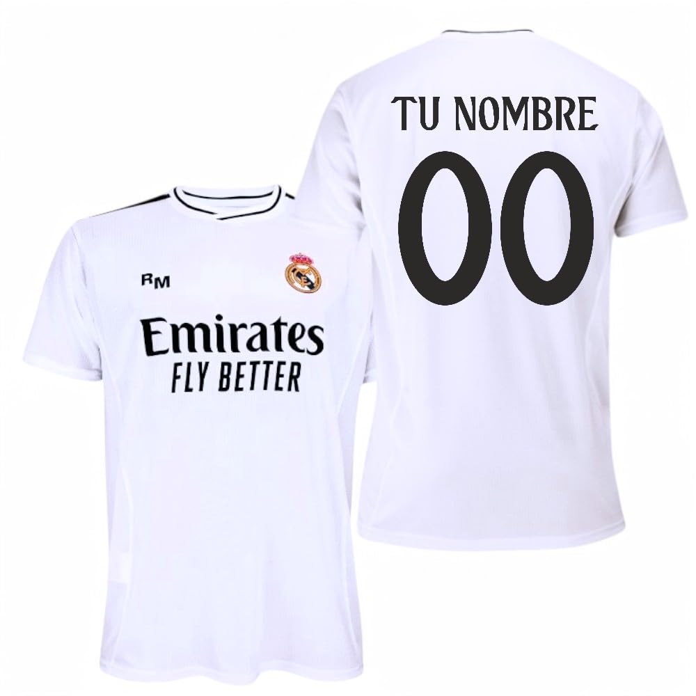 Real Madrid Camiseta Personalizada con tú Nombre de la Primera Equipación Temporada 2024-2025 - Réplica Oficial Autorizada con Licencia - Adulto
