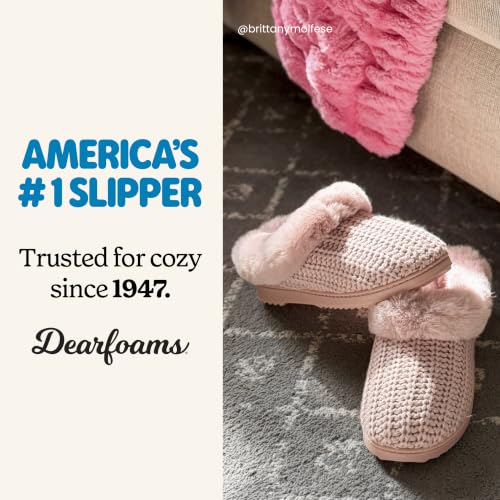 Image of Dearfoams Women's Memory Foam Cozy Soft House Slippers Gifts for Women Hannah Knit Clog House Shoes