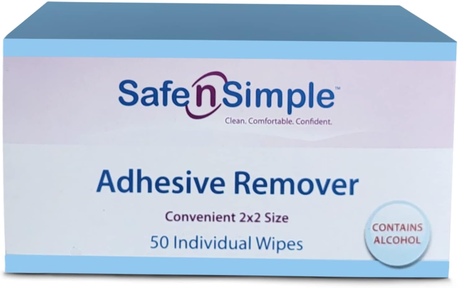 Safe n' Simple Adhesive Remover for Skin 2”x2” 50 Packets Adhesive Remover Wipes