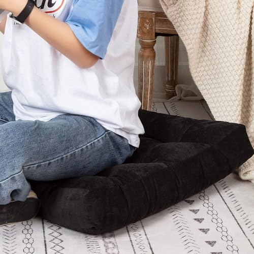 Image of Floor Pillow, Square Meditation Pillow for Seating on Floor Solid Thick Tufted Seat Cushion Meditation Cushion for Yoga Living Room Sofa Balcony Outdoor