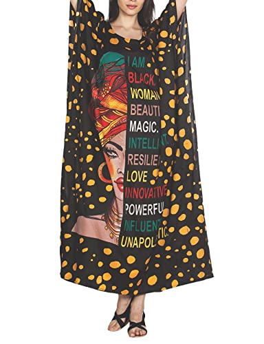 KARACHIC BY NF Women Kaftan Dress African Print Maxi Dresses for Casual wear, Lounge, Shopping, Cover Up with Headwrap