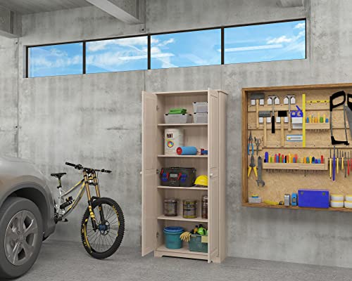 Solid Wood Tall Pantry Cabinet 2 Doors With Adjustable Shelves - Linen Closet, Laundry Cabinet Storage, Freestanding Slim Armoire With Shelves #TOP6