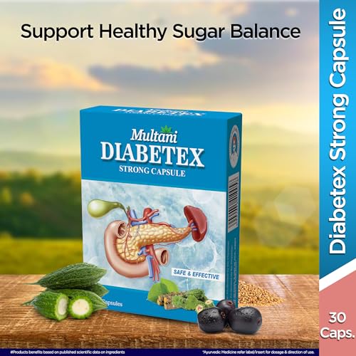 Multani Diabetex Strong Capsule | Useful In Diabetes & Blood Sugar Control | Enriched with Jamun, Giloy, Amla & Other Ayurvedic Products | Ayurvedic Sugar Management Medicine | Pack of 30 Capsules - Image 3
