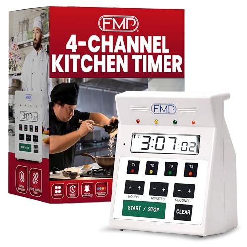 FMP 4-Channel Digital Kitchen Timer, Water Resistant, 7
