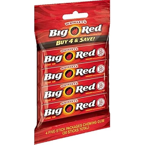 Wrigley's Big Red Gum - Bag of 4 Packs (5 Sticks Each Pack) Cover
