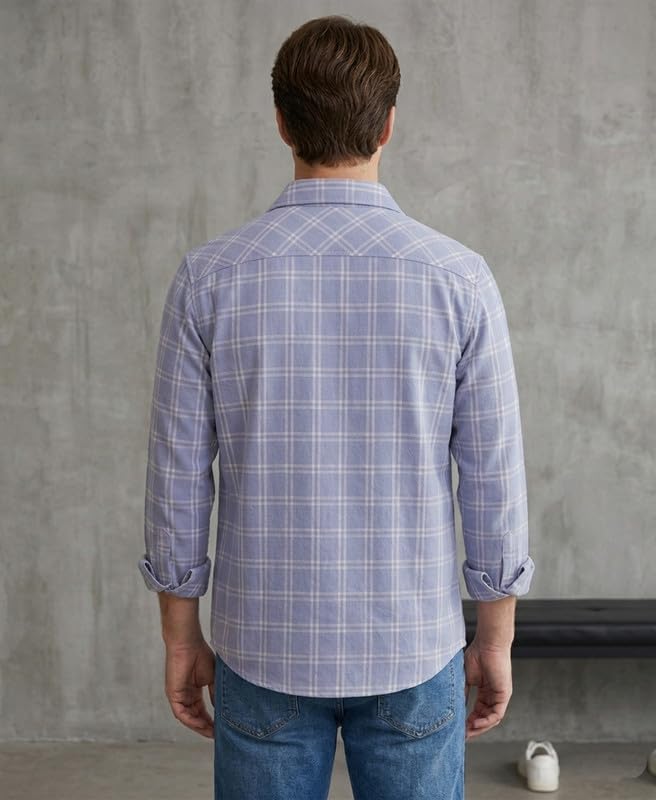 Image of DEELMO Men's Stylish Cotton Blend Casual Chakes Shirt || Full Sleeve Shirt with Dual Flap Pockets Fabric || Perfect for Casual and Classic Fit & Style || Stylish Everyday Wear