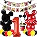 Los suministros fiesta cumpleaños Mickey Mouse incluyen pancarta, 1 globos aluminio y diademas las orejas, adorno tarta, decoraciones primer cumpleaños bebé