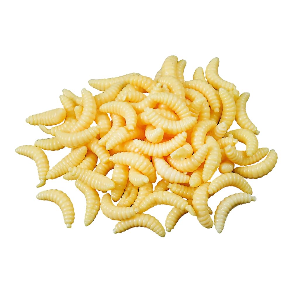UUYYEO 300 Pcs Fake Fishing Worms - 2cm Plastic Lures Realistic Wax Worms For Bass & Trout - View #3