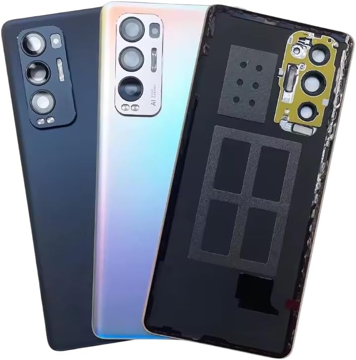 for Oppo Find X3 Neo 5G CPH2207 Back Glass Battery Door Cover Replacement Rear Housing Case with Camera Lens Rear Glass Panel Back Cover Repair Parts (Galactic Silver)