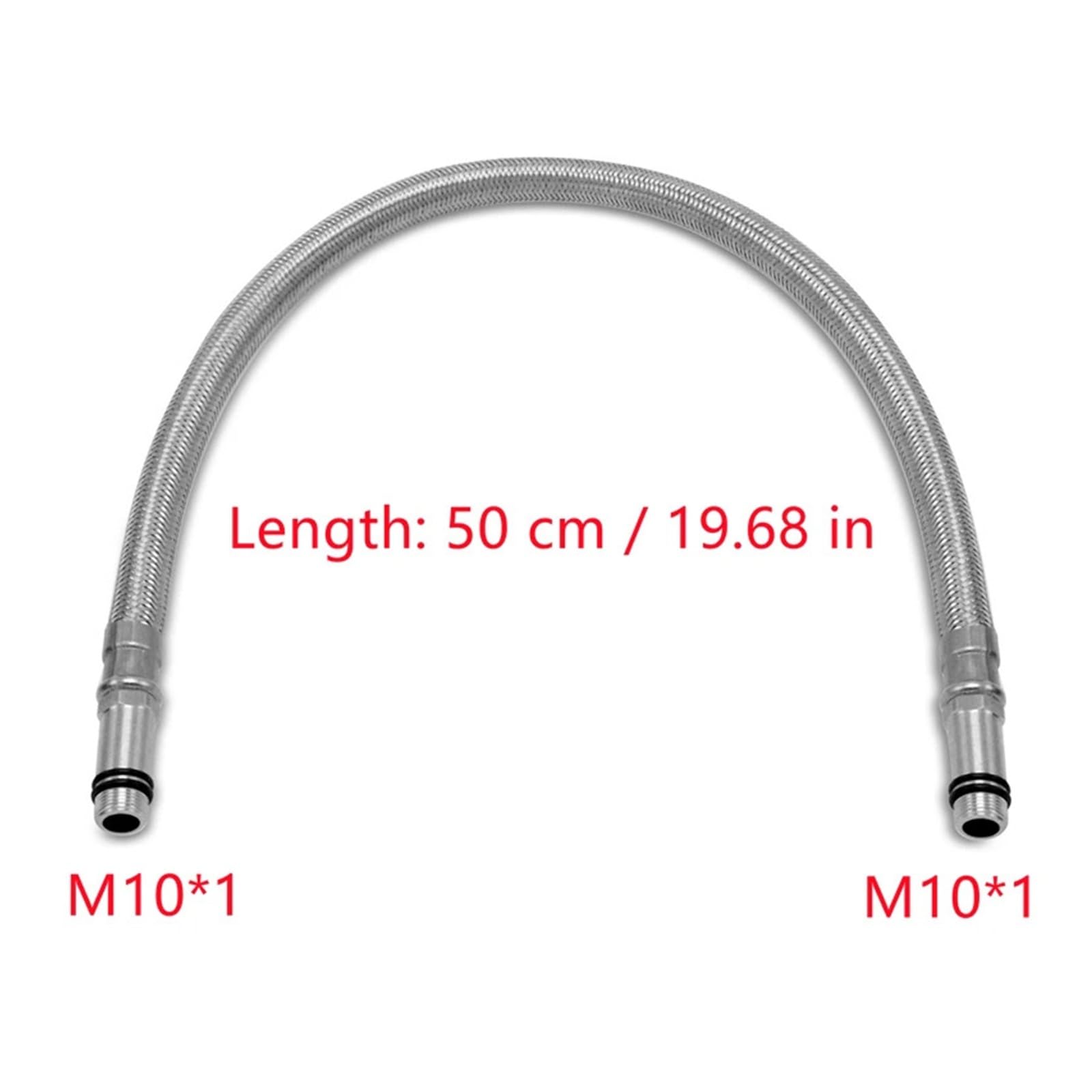 Tuyau tressé en acier inoxydable for robinet de cuisine - Remplacement M10 x 1, longueurs 40/50/56 cm(50cm)