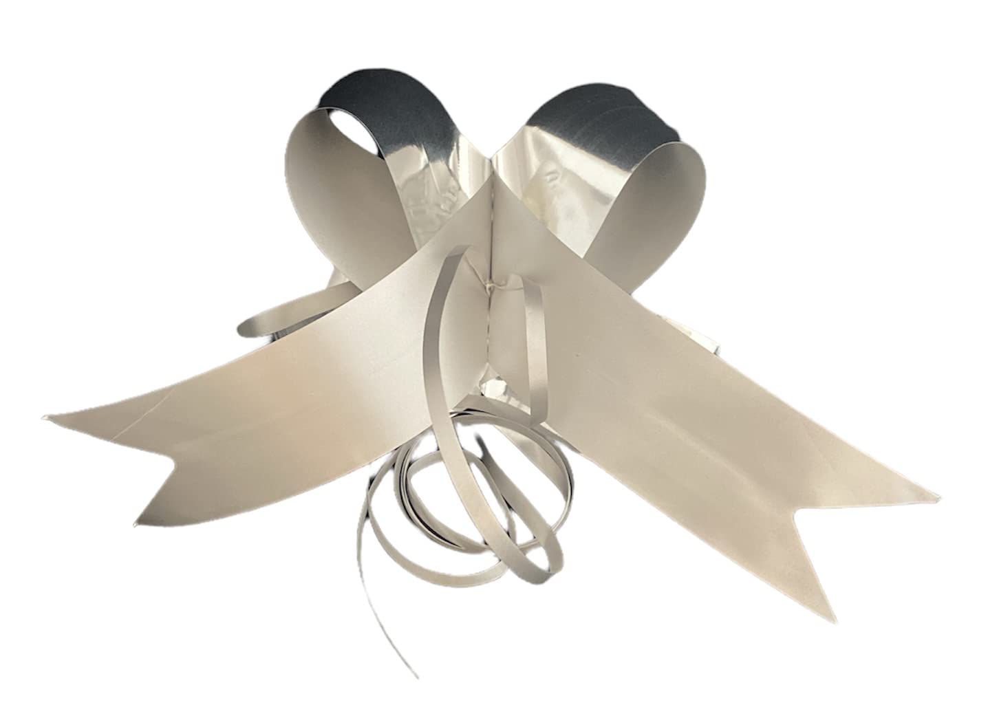 30 Pieces Large Silver Metallic Reflex Bow Tie Bow 5 mm Self Pull Bows for Weddings Cars, Home, Christening, Graduation - Image 4