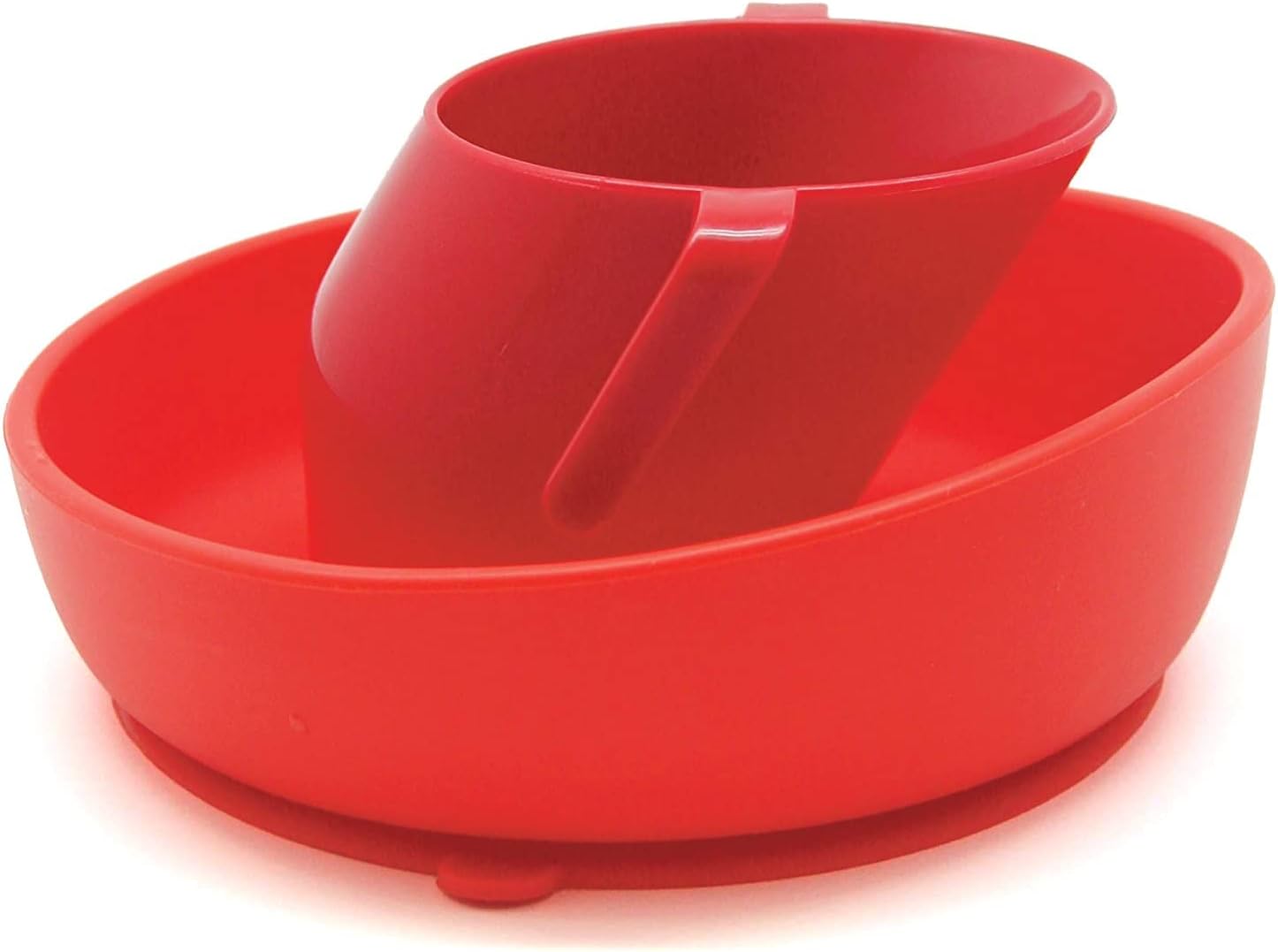 Doidy Cup and Bowl Gift Set, 6 Months +, Silicone Non-Slip Suction Bowl and Open Cup for Training and Learning to eat & Drink, weaning & Feeding Essentials for Baby Food (Red)