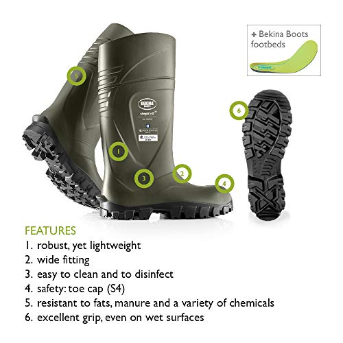 Bekina StepliteX SolidGrip S4 Safety Toe Wellington Boots for Men and Women - Lightweight Waterproof Insulated Non Slip Steel Toe Boots for Men and Women; ASTM Rated3