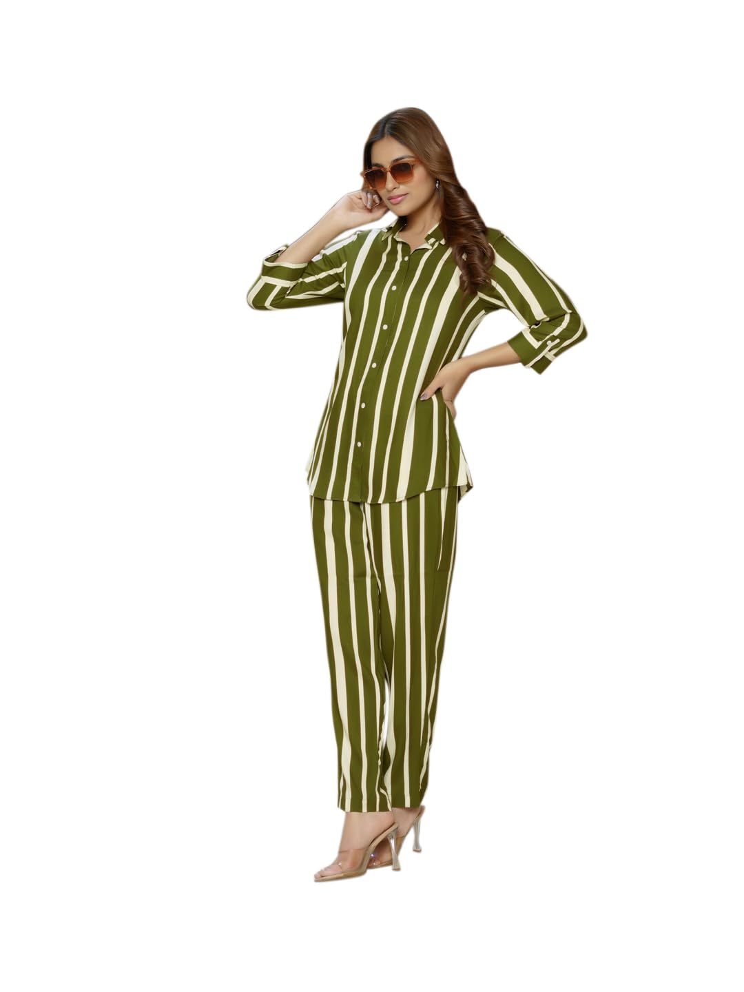 vibe vision Women's Rayon Striped Regular Co-Ord Set, Kurta and Pant-picture-52