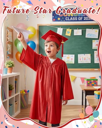 Image of Xuhal 6 Set Preschool Graduation Cap and Gown Set Kindergarten Grad Gowns Children Graduation Cap with 2026 Grad Tassel