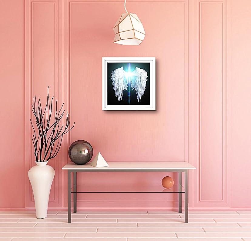 Miniatura 6 de NIHO-JIUMA Kit de pintura de diamantes con alas de plumas, kit de arte de diamante de taladro completo 5D, regalo para adultos, decoración de pared