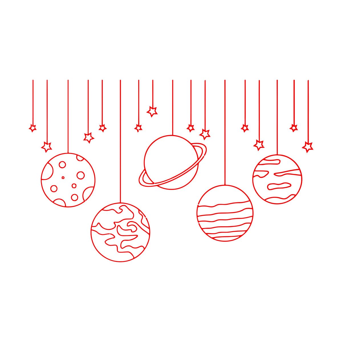 Space Planet Solar System Starry Sky Wall Stickers Paster Paper 32x49.8cm Can Modify and add Information Small red