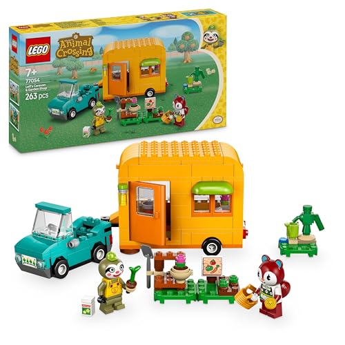 LEGO Animal Crossing Gerds Wohnwagen & Gärtnerei, Bauset für Rollenspiele, Spielzeug Auto für Kinder, Geschenk für Mädchen und Jungen ab 7 Jahren, Videospiel Spielzeug mit Tierfiguren 77054