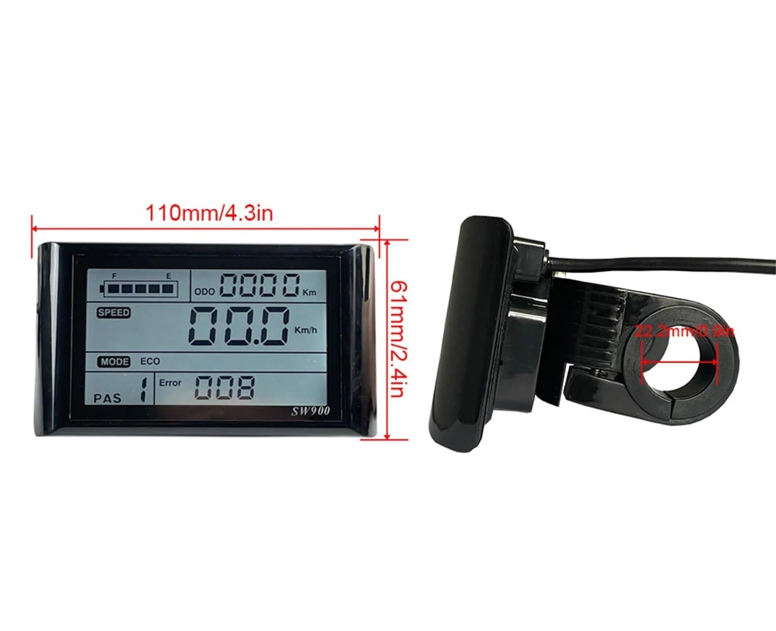 Pantalla para Ebike, Panel De Pantalla LCD para Medidor Bicicleta Eléctrica
