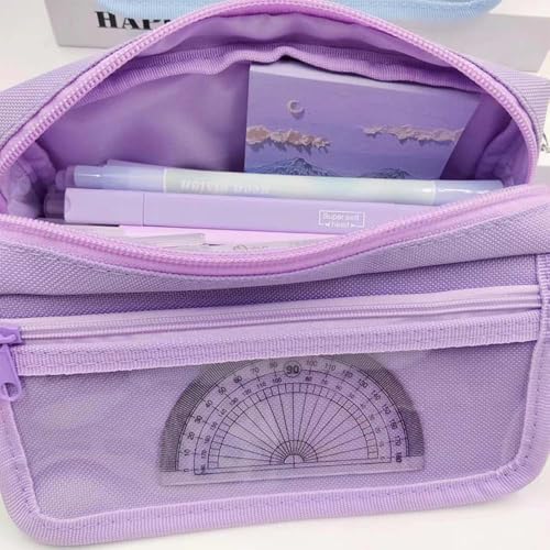 Image of Clear Pencil Case Back to School Supplies Zipper Pencil Pouch, Desk Accessories & Workspace Organizers Pencil Bag School Supplies for Teen Girls (Dark Blue)