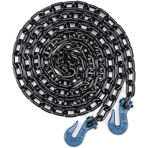 AYMMIC 5/16'' Transport Chain, 12' Binder Chain,Grade 70,Tow Chain with Clevis Grab Hooks,4,700 Lbs Breaking Strength,for Secure Heavy Loads to A Truck Or Flatbed Trailer (1pcs) Cover