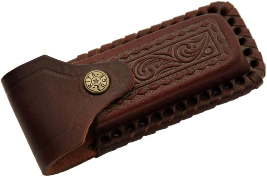 SANZ Damascus Folding Pocket Knife 2 Blades - Folding Knife for Men, Damascus Blade, Horn Handle for Camping, Hiking, Outdoor Use