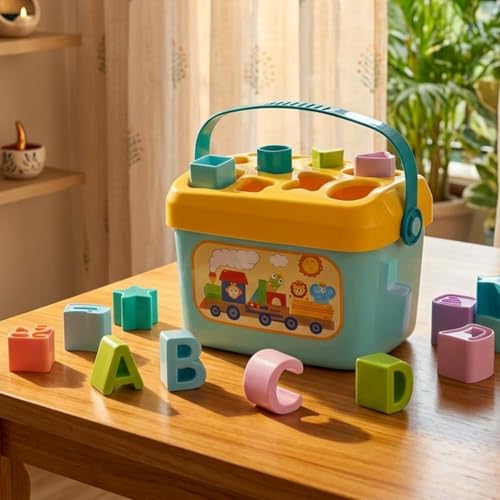 Image of Kids Mandi Baby Shape Sorter & Alphabet Sorting Bucket Toy - 16 Pcs First Blocks for Toddlers 1 to 3 Years | Early Development, Fine Motor Skill & Educational Learning Gift for Boys & Girls