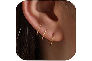 Gold Hoop Earrings Set for Women, Tiny Cartilage Hoop Earrings in Bulk