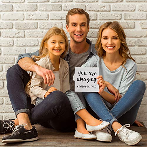 2 Pieces Wooden Inspirational Box Signs You Are Amazing Desk Home Decor Signs Rustic Positive Wood Plaque, One Small Positive Thought In The Morning Can Change Your Whole Day Sign, 5.25 Inch #TOP5