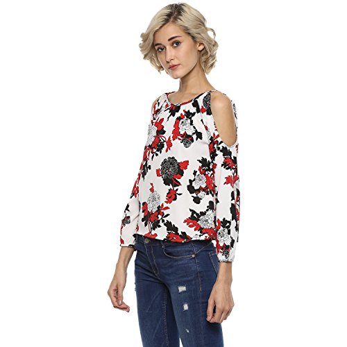Image of Harpa Cold Shoulder White Blouse(GR5096A-WHITE)