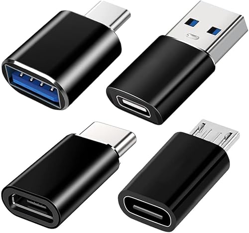 USB-C アダプタ セットUSB Type-C 変換アダプタ USB Type C to USB 3.0 Type-C OTG機能搭載 Type C to Micro Micro to Type C （4個黒）の商品画像（Amazon）