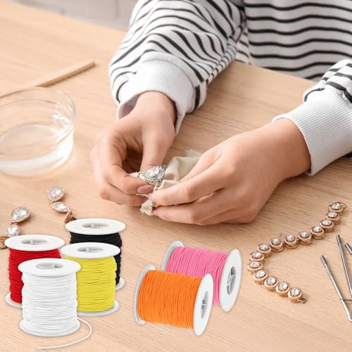 Cordón elástico de 2 mm azul claro, hilo resistente de 70 m para pulseras y abalorios 5