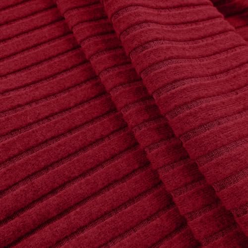 Maayoae Women's Ruffled V‑Neck 3/4 Length Sleeve Ribbed Knit Dress Flowy Flare Hem Sweater Dress - image 8
