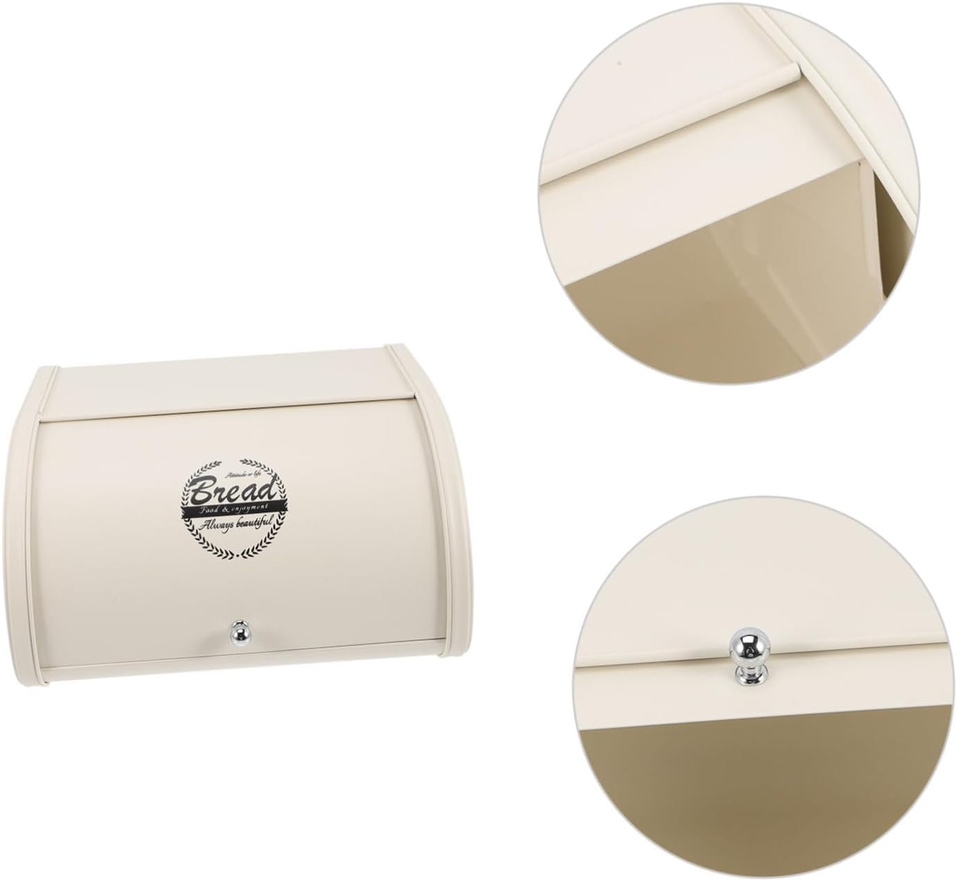 Farmhouse Bread Box with Lid Vintage Metal Bread Bin for Kitchen Countertop Storage Ivory White for Bakery and Food Organization