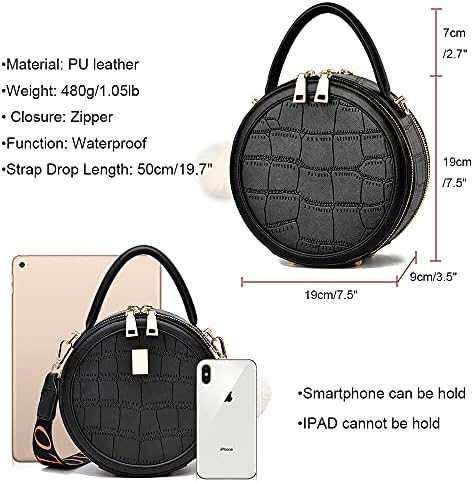 zhongningyifeng Small Circular Crossbody Purse for Teen Girls, Leather Shoulder Bag for Women, Fashion Handbag Upgrade