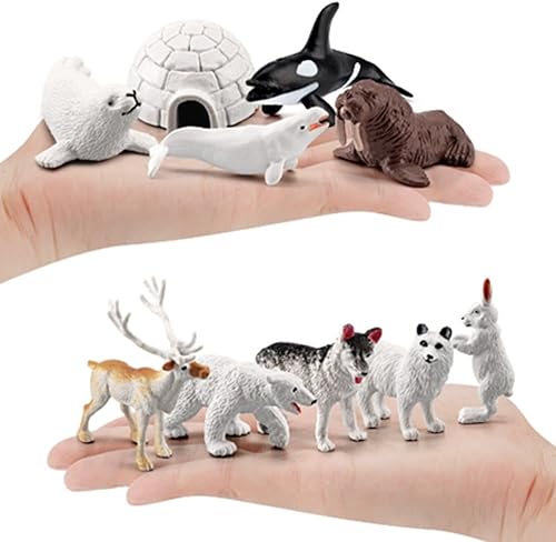 Miniatura 2 de Juego de mini figuras de animales árticos, 18 piezas de mini juguetes de animales árticos, para niños pequeños, de plástico realista, reno ártico,