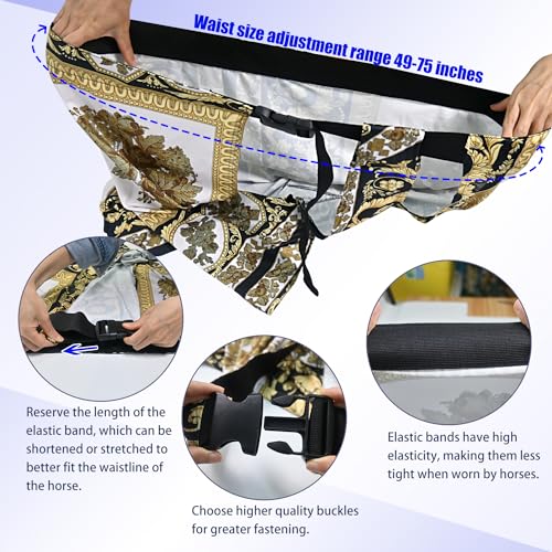 Image of Horse Slicker Hood with Zipper: Snug Fit, No-Ears Design, and Extra Large Eye Holes for Face, Shoulders, Mane, Chest, and Withers - Perfect for Show-L(Black Gold