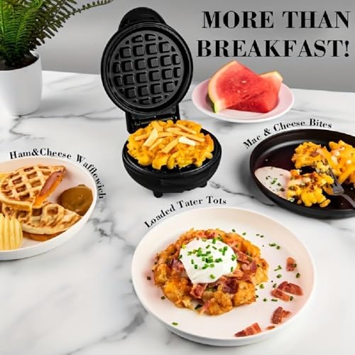 Image of 3 in 1 Mini Waffle Maker Machine 4 Inch Electric Waffle Iron with Interchangeable Plates Easy to Clean Breakfast Sandwich Snack Maker 350 Watts