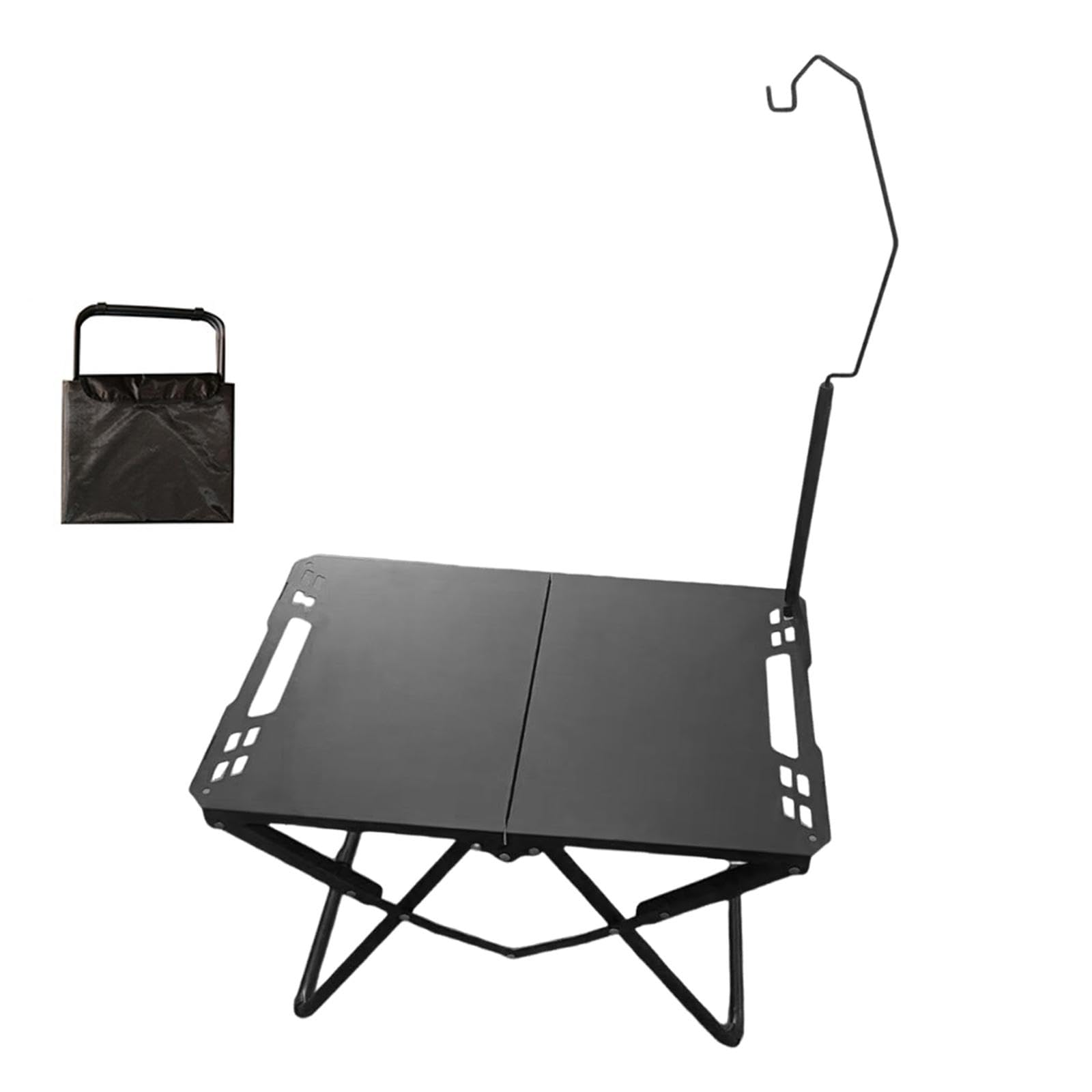 Foldable Camping Table Black Grill Table for Backyard Outdoor Cooking Travel with Light Stand | Sporting Goods | Outdoor Sports | Camping & Hiking | Camping Furniture-image-24