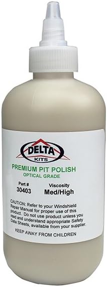Delta Kits Premium Pit Polish - Professional Windshield Repair Product - 8 oz