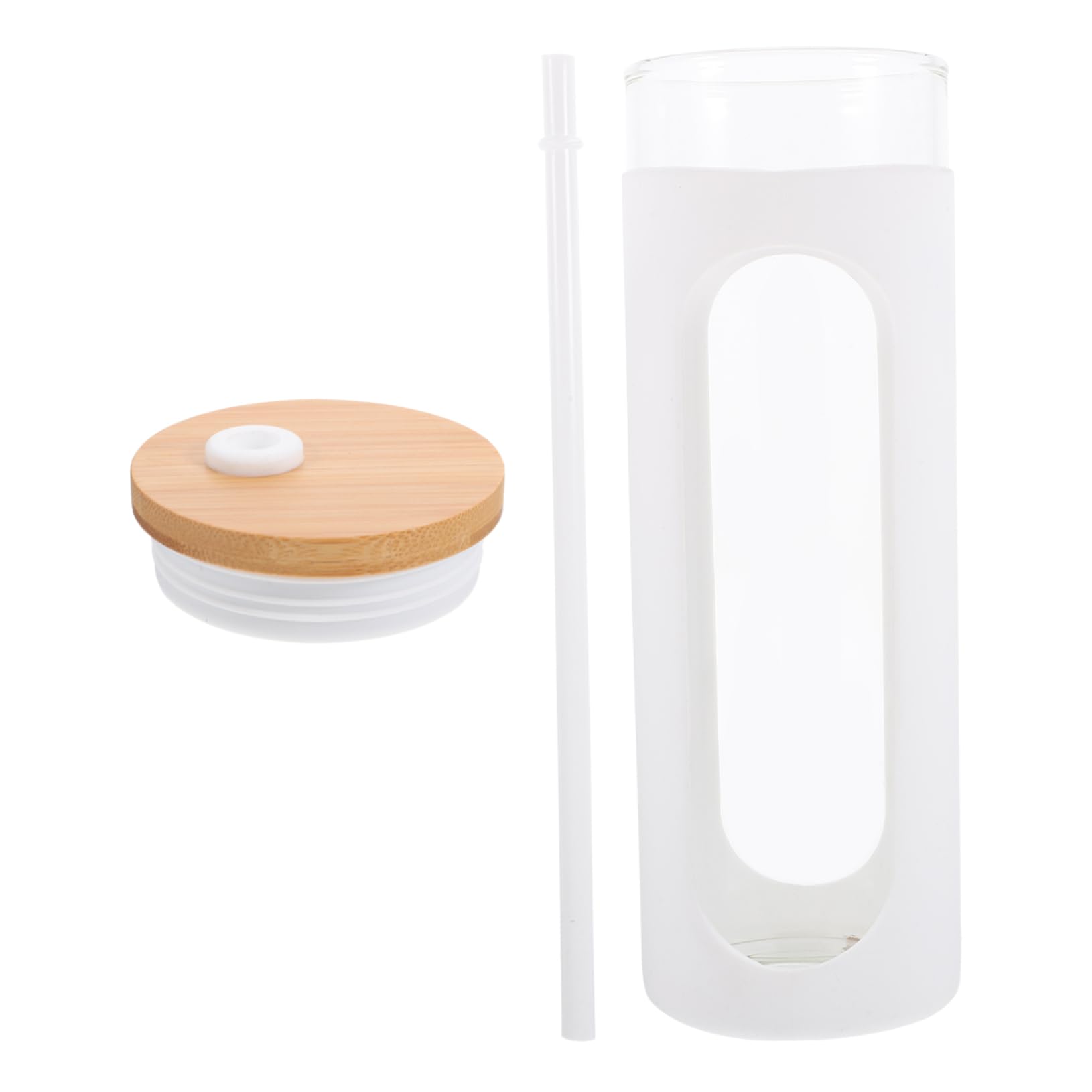 Ciieeo 1Set Iced Tea Glass Water Bottle with Lid and Straw Reusable Drinking Cup for Juice and Cold Brew Easy to Clean for Home Travel