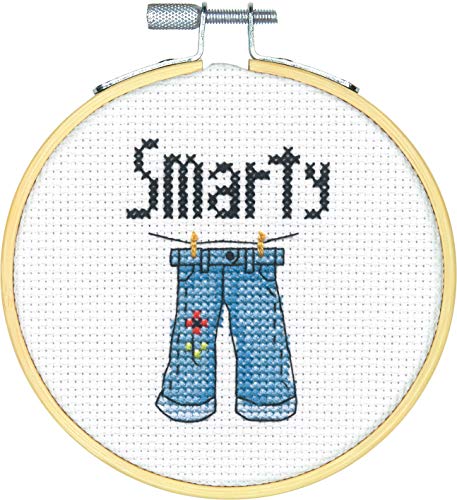 Image of Dimensions Mini Counted Cross Stitch Kit for Beginners, 'Smarty Pants', 4''