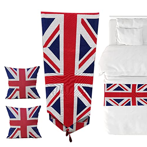 Union Jack Capa De Almofada,Conjunto de fronhas de corredor de cama de linho | Fronhas macias decora