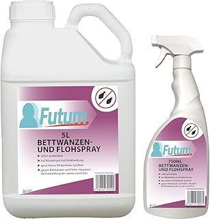 Gesponserte Anzeige – Futum 5L + 750ml Bettwanzen Spray, Flohspray, hochwirksames Bettwanzen Mittel auf Wasserbasis, fleck...