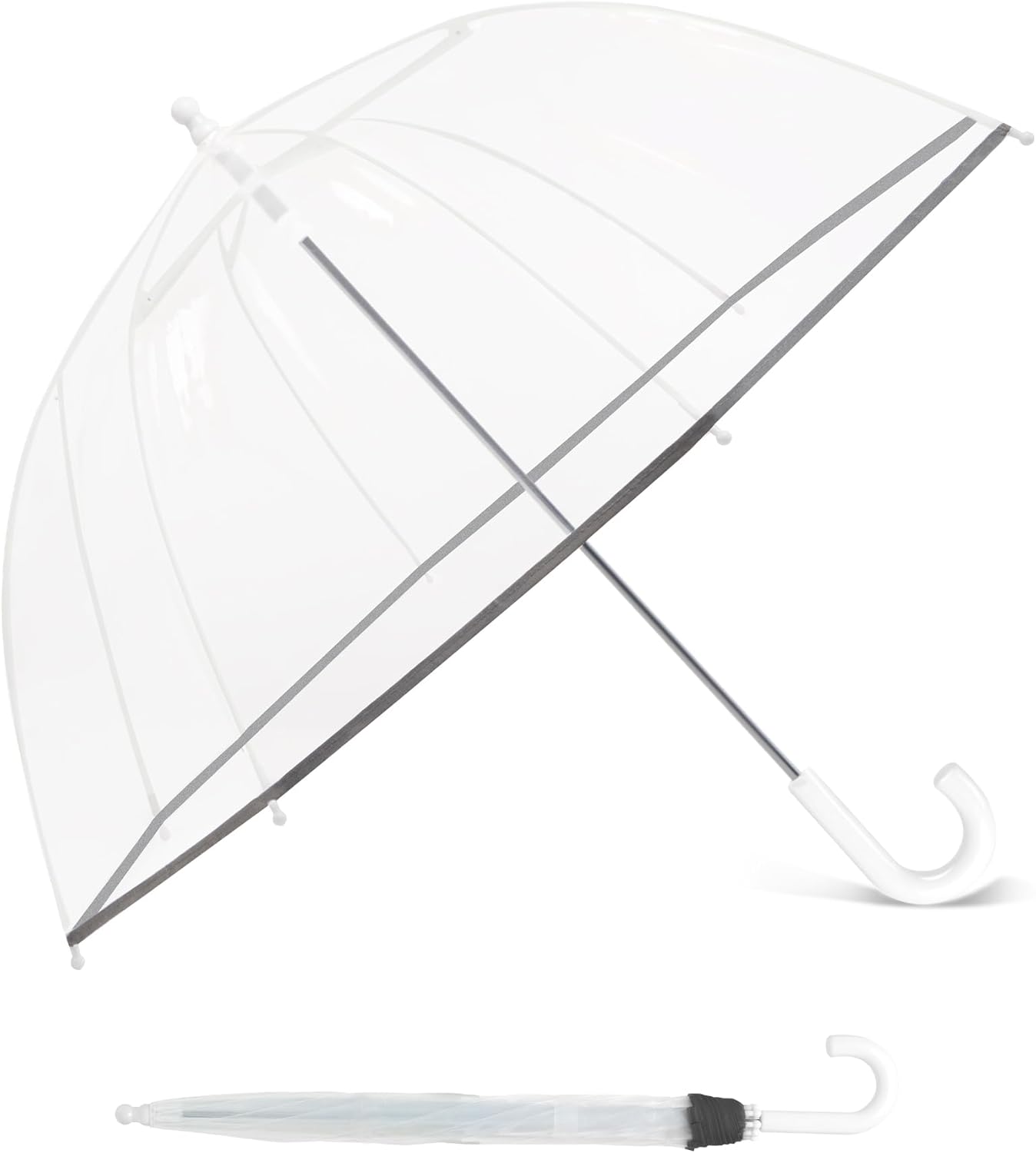 SoulRain Kids Clear Bubble Umbrella for Girls & Boys, Dome Rain & Windproof Umbrella with Durable Fiberglass Frame, Lightweight Stick Design for School, Outdoor & Travel