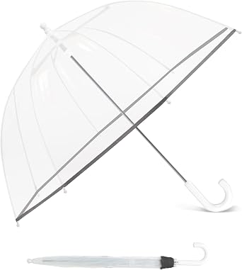 SoulRain Kids Clear Bubble Umbrella for Girls & Boys, Dome Rain & Windproof Umbrella with Durable Fiberglass Frame, Lightweight Stick Design for School, Outdoor & Travel