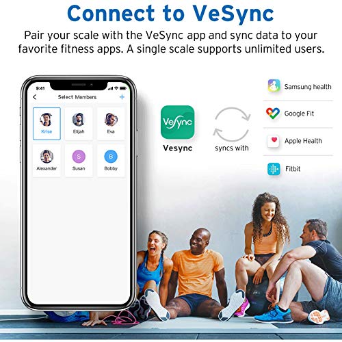 Etekcity Smart Digital Bathroom Weight Scale, Scales For Body Weight And Fat, Wellness Bluetooth Health Monitor, 12.2 X 12.2 Inches, White #TOP2